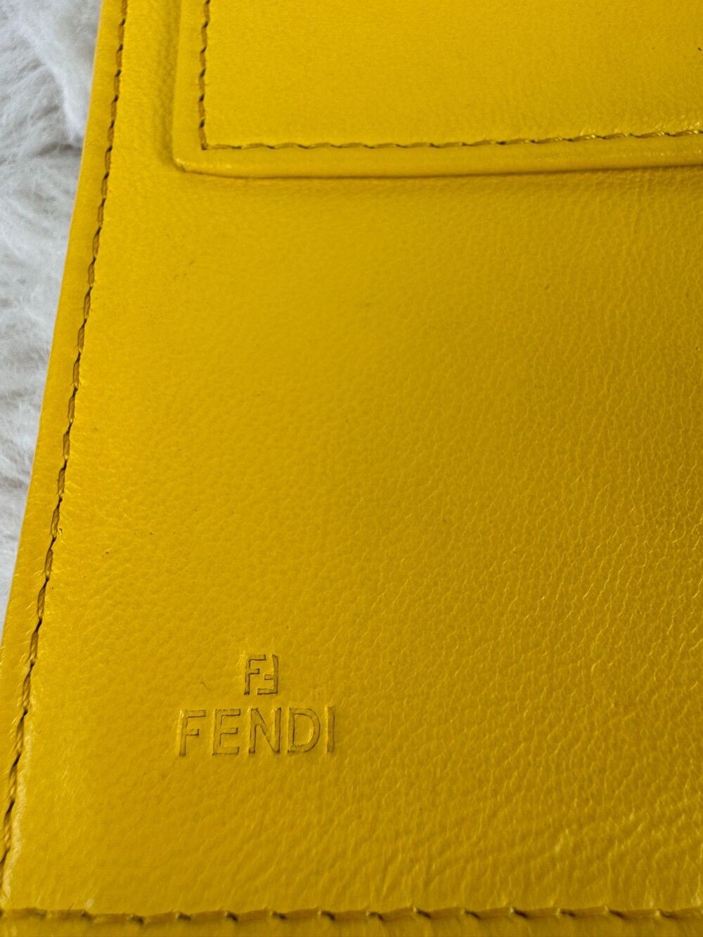 Fendi 2000's Yellow Embossed Nappa Logo Chain Clutch Crossbody Wallet - Picture 9 of 16